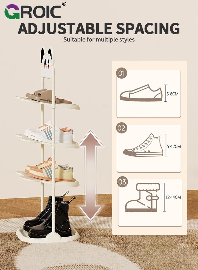 GROIC Baby Shoe Rack, Shoes Storage Rack for Kids, Narrow Shoe Rack for 6-8 Pairs Shoe Storage, Kids Shoe Racks for Small Place, Lightweight Stackable Shoe Shelf Organizer, Cartoon Design Entryway Shoe Storage - Image 4